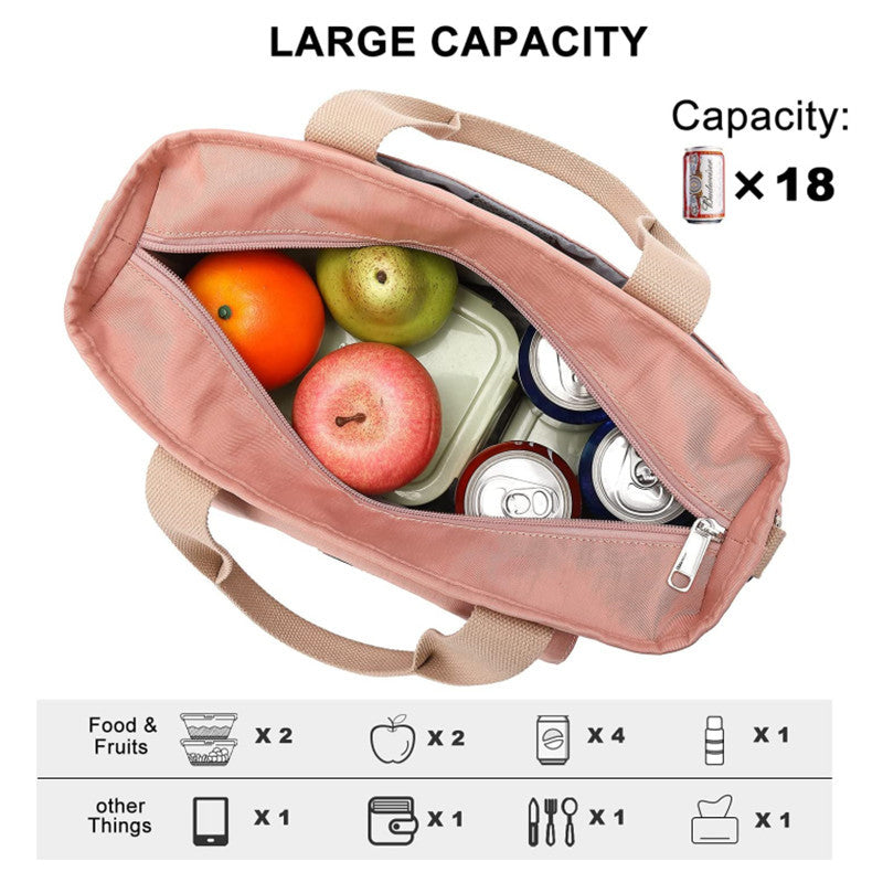Black Spacious Insulated Lunch Bag - Wide Open Design, Removable Strap, Side Water Bottle Pockets -