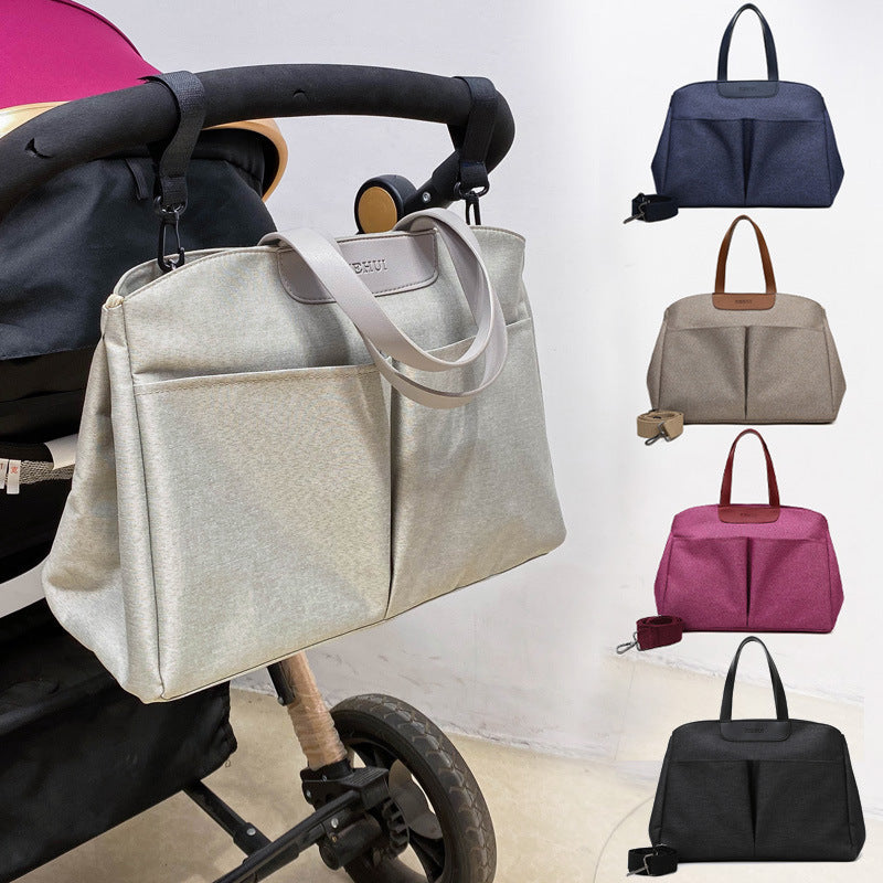 Size Large Grey Stylish Multi-Function Diaper Bag - Insulated Tote with Shoulder Strap for Baby Essentials