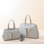 Size Large Grey Stylish Multi-Function Diaper Bag - Insulated Tote with Shoulder Strap for Baby Essentials