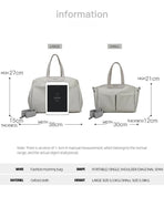 Size Large Grey Stylish Multi-Function Diaper Bag - Insulated Tote with Shoulder Strap for Baby Essentials