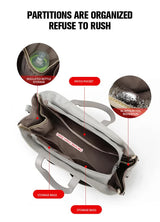 Size Large Grey Stylish Multi-Function Diaper Bag - Insulated Tote with Shoulder Strap for Baby Essentials