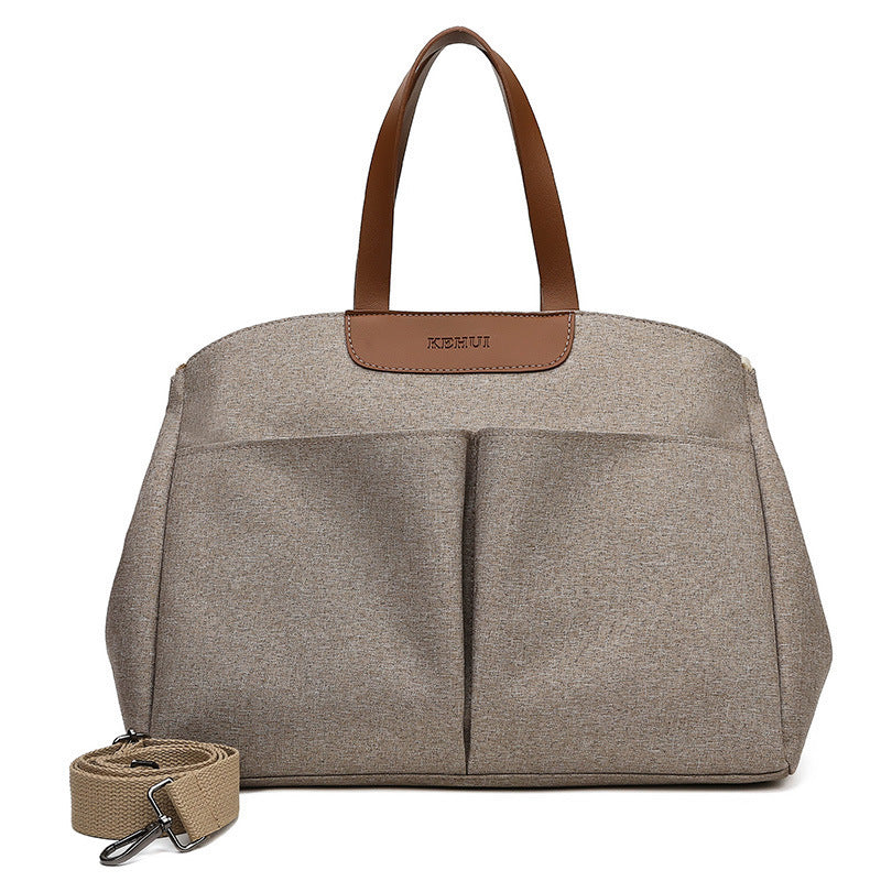 Size Large Khaki Stylish Multi-Function Diaper Bag - Insulated Tote with Shoulder Strap for Baby Essentials