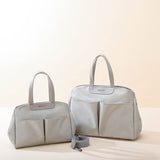 Size Large Khaki Stylish Multi-Function Diaper Bag - Insulated Tote with Shoulder Strap for Baby Essentials - 45-Degree Angle
