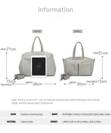 Size Large Khaki Stylish Multi-Function Diaper Bag - Insulated Tote with Shoulder Strap for Baby Essentials - Rear View