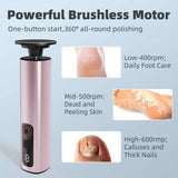 Rose Glod Rechargeable Electric Foot File with 9 Speed Settings - Callus Remover for Smooth Feet