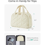 Black Large Capacity Travel Toiletry Bag with Wide Opening - Puffy Nylon Makeup Organizer with Waterproof PVC Layer - Front View