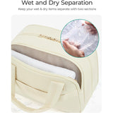 Black Large Capacity Travel Toiletry Bag with Wide Opening - Puffy Nylon Makeup Organizer with Waterproof PVC Layer