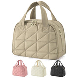 Khaki Large Capacity Travel Toiletry Bag with Wide Opening - Puffy Nylon Makeup Organizer with Waterproof PVC Layer