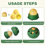 Yellow Ball and Black Mold Pet Treat Dispensing Ball and Molding Set - Silicone Dog Chew Toy for Teeth Cleaning and Boredom Relief - Top-Down View