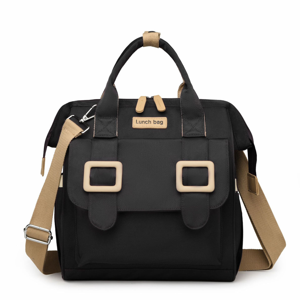 Black Multifunctional Insulated Lunch Bag for Women - Waterproof, Lightweight, and Stylish for Picnics and Outings