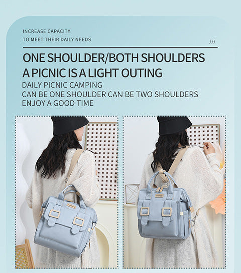 Blue Multifunctional Insulated Lunch Bag for Women - Waterproof, Lightweight, and Stylish for Picnics and Outings