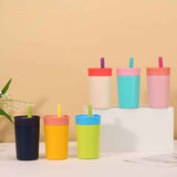 2 Pcs Dark Blue 12oz Insulated Tumbler with Straw - 304 Stainless Steel, BPA-Free, Leak-Proof Coffee Mug for Hot and Cold Drinks - Front View