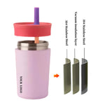 2 Pcs Dark Blue 12oz Insulated Tumbler with Straw - 304 Stainless Steel, BPA-Free, Leak-Proof Coffee Mug for Hot and Cold Drinks - Close-Up Angle