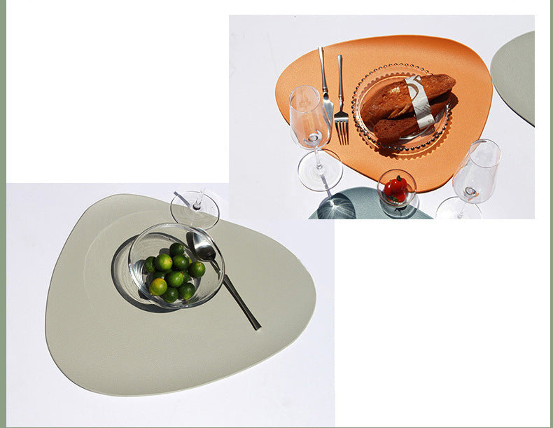4 Pcs Black Nordic-Style PVC Leather Placemats Set of 4 - Waterproof, Heat-Resistant, and Oil-Proof Triangular Table Mats