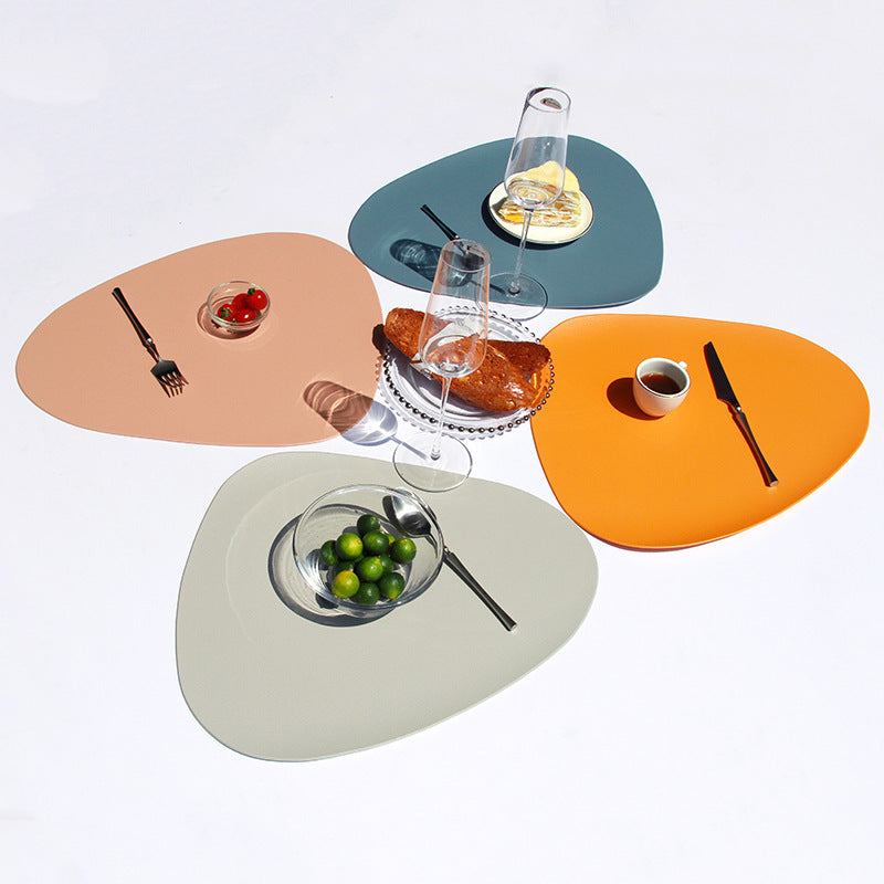 4 Pcs Blue Nordic-Style PVC Leather Placemats Set of 4 - Waterproof, Heat-Resistant, and Oil-Proof Triangular Table Mats