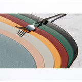 4 Pcs Blue Nordic-Style PVC Leather Placemats Set of 4 - Waterproof, Heat-Resistant, and Oil-Proof Triangular Table Mats - Side View