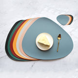 4 Pcs Blue Nordic-Style PVC Leather Placemats Set of 4 - Waterproof, Heat-Resistant, and Oil-Proof Triangular Table Mats - 45-Degree Angle