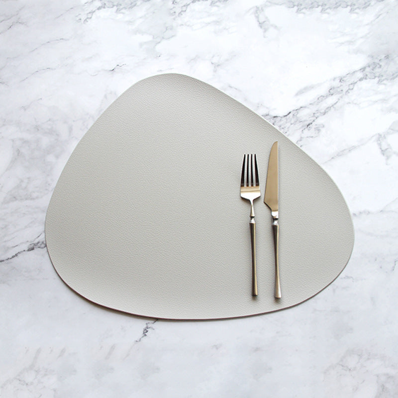 4 Pcs Grey Nordic-Style PVC Leather Placemats Set of 4 - Waterproof, Heat-Resistant, and Oil-Proof Triangular Table Mats