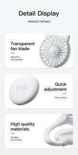 2 Pcs White Portable USB Mini Fan with Suction Cup - 360-Degree Adjustable Foldable Desktop Fan with 3 Speed Settings - Extra Image