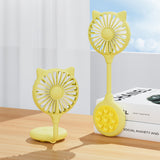 2 Pcs Yellow Portable USB Mini Fan with Suction Cup - 360-Degree Adjustable Foldable Desktop Fan with 3 Speed Settings