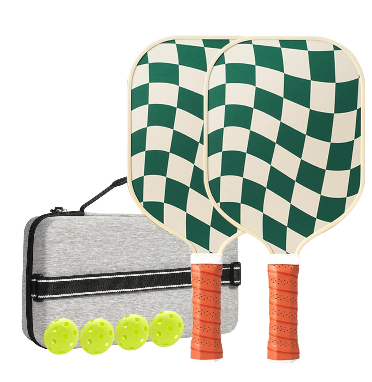 Set 1 White And Green T700 Carbon Fiber Pickleball Paddle Set - 2 Paddles, 4 Balls, and Portable Carry Bag for Adults and Students