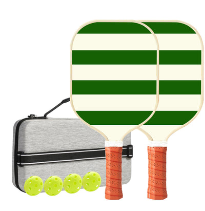Set 2 White And Green T700 Carbon Fiber Pickleball Paddle Set - 2 Paddles, 4 Balls, and Portable Car