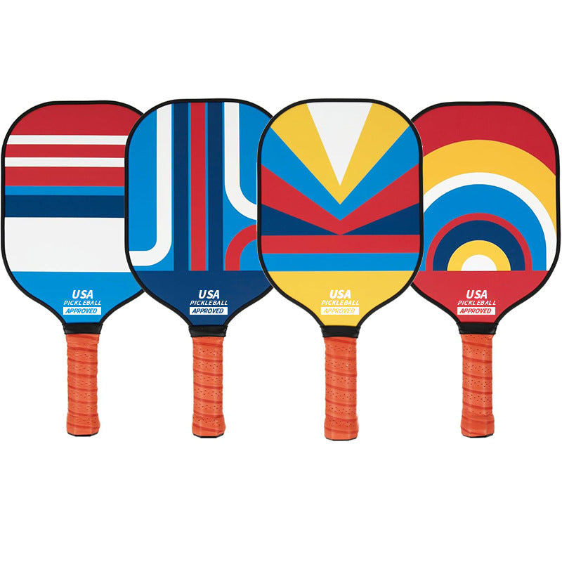 Style 1 Colorful Geometric Patterns Fiberglass Pickleball Paddle Set - 2 Paddles, 4 Balls, and Portable Carry Bag for Outdoor Play