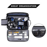 Black Stylish Waterproof Travel Toiletry Bag Organizer - Large Capacity Shaving Kit & Makeup Case(Makeup is a prop for shooting and is not included) - Front View