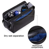 Black Stylish Waterproof Travel Toiletry Bag Organizer - Large Capacity Shaving Kit & Makeup Case(Makeup is a prop for shooting and is not included) - Side View
