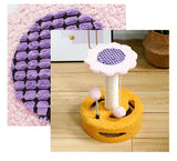 Blue And Grey Sunflower Cat Scratching Post - 35cm Sisal Cat Tree with Plush Toys for Small Cats - Top-Down View