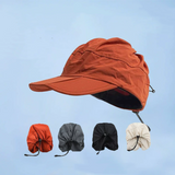 Beige Foldable Quick-Dry Summer Sports Visor Hat UPF 50+ Adjustable Outdoor Sun Cap - Front View