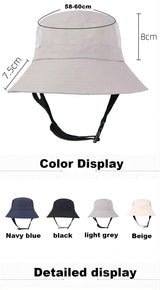 Black UV50+ Sun Protection Bucket Hat - Waterproof, Quick-Dry, Foldable Outdoor Fishing Hat for Men and Women - Side View
