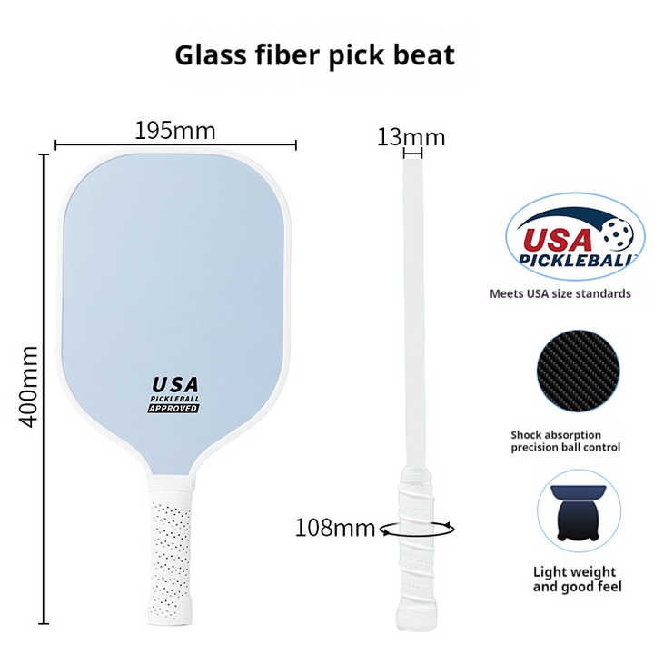 Blue Fiberglass Pickleball Paddle Set - 2 Minimalist Paddles, 4 Balls, and Carry Bag for Outdoor Pla
