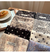 Style 8 Black spots on white background Versatile Patterned Square Scarf | 65x65cm Lightweight Polyester Neckerchief Headband | Vintage Polka Dot & Floral - Low Angle