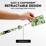 2 Pcs Yellow and Green Sunflower Patterns Retractable Badge Reel & ID Card Holder Set with Lanyard - Durable ABS Plastic