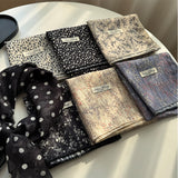 Style 8 Black Spots On White Background Versatile Patterned Square Scarf | 65x65cm Lightweight Polyester Neckerchief Headband | Vintage Polka Dot & Floral