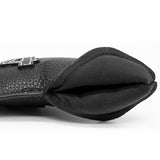 Black Golf Iron Head Covers Set of 10 - Waterproof PU Leather Club Protectors with Embroidered Numbers (3-9, P, A, S) - Front View