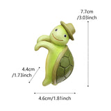 2 Pcs Green Cute Resin Turtle Pot Hanger - Garden Planter Pal Figurine Decoration - Front View