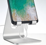 2 Pcs Silver Foldable Aluminum Alloy Phone & Tablet Stand - Adjustable Portable Desktop Holder - 45-Degree Angle
