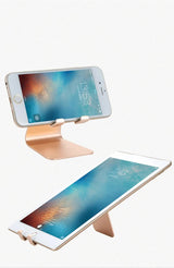 2 Pcs Silver Foldable Aluminum Alloy Phone & Tablet Stand - Adjustable Portable Desktop Holder - Close-Up Angle