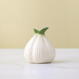 2 Pcs Creative Onion-Shaped Ceramic Vase for Hydroponic Plants - Cute INS Style Floral Decor for Living Room or Office(1 purple + 1 white) - Front View
