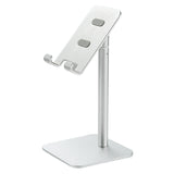 Silver Adjustable Aluminum Alloy Phone and Tablet Stand - Telescopic Desktop Holder for Live Streaming and Hands-Free Use