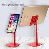 Red Adjustable Aluminum Alloy Phone and Tablet Stand - Telescopic Desktop Holder for Live Streaming and Hands-Free Use - Side View