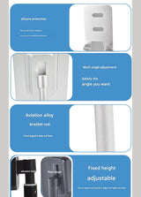 Rose Gold Adjustable Aluminum Alloy Phone and Tablet Stand - Telescopic Desktop Holder for Live Streaming and Hands-Free Use - Rear View