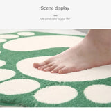 2 Pcs Dark Red And White Foot-Shaped Plush Bath Mat - Non-Slip Absorbent Bathroom Rug for Bedroom and Doorway (50x80cm) - Rear View