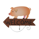 Pink Pig Pattern Charming Metal Garden Stakes | Welcome Yard & Lawn Decor - 45-Degree Angle