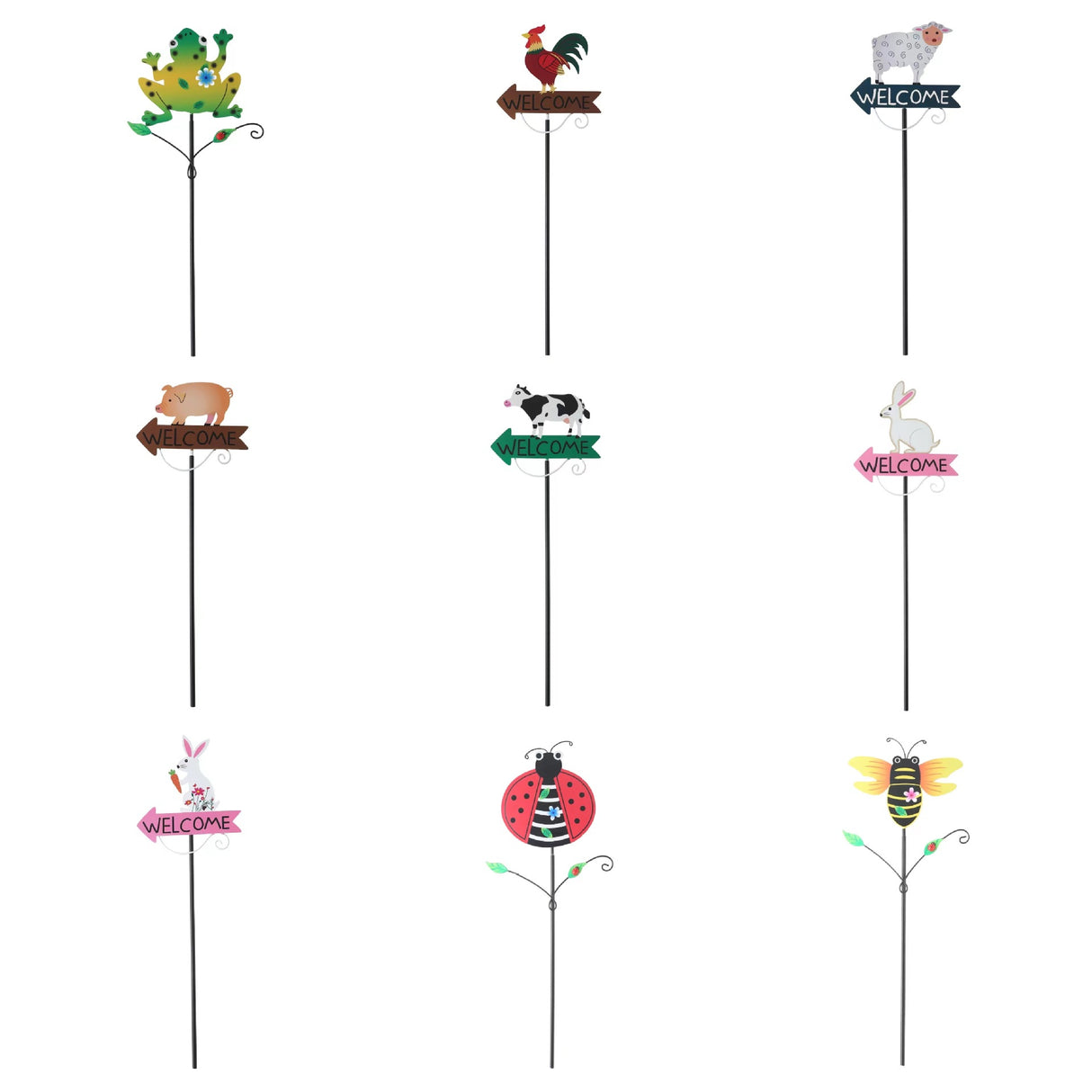Yellow And Black Bee Pattern Charming Metal Garden Stakes | Welcome Yard & Lawn Decor
