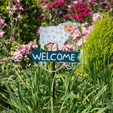 Yellow And Black Bee Pattern Charming Metal Garden Stakes | Welcome Yard & Lawn Decor - Top-Down View