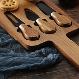 Brown And Silver Premium Acacia Wood Cheese Board Set | Charcuterie Platter with 3 Stainless Steel Knives - Extra Image