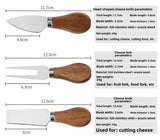 Brown And Black Premium Acacia Wood Cheese Board Set | Charcuterie Platter with 3 Stainless Steel Knives - Top-Down View